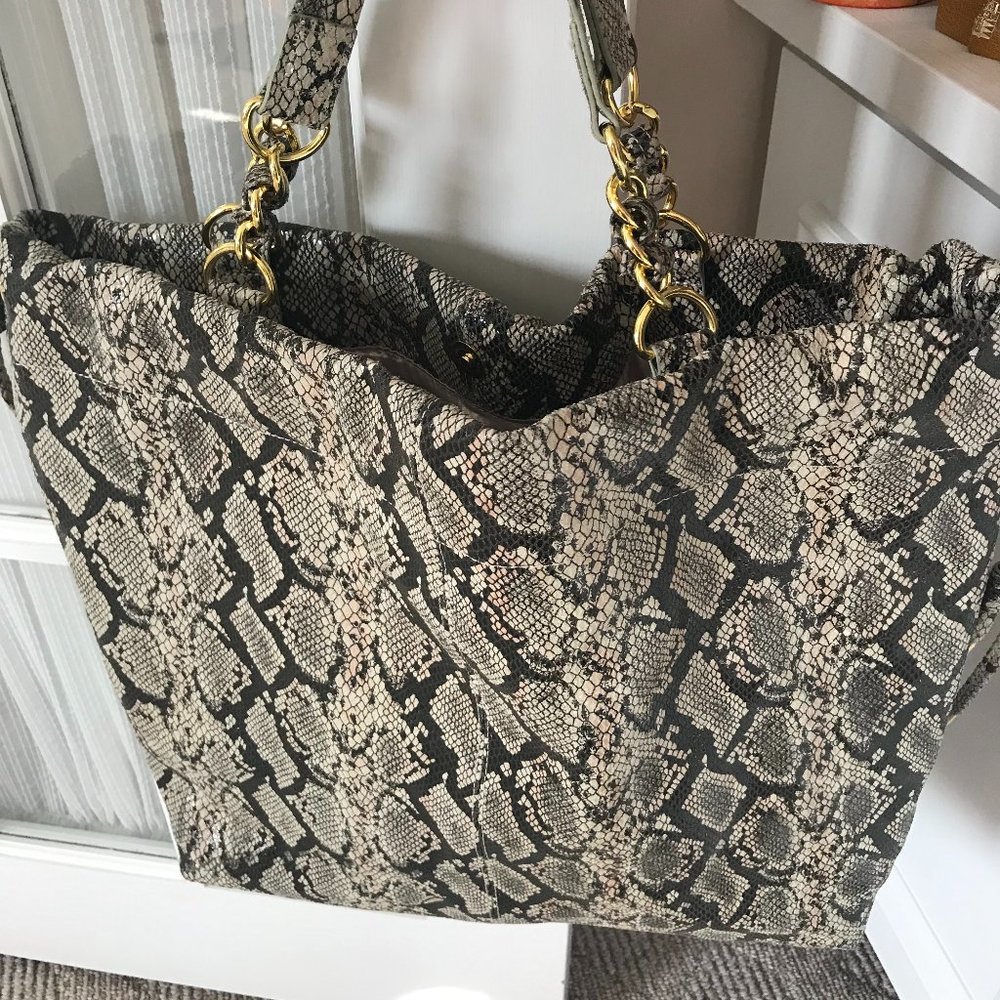 Trina Turk snakeskin tote bag